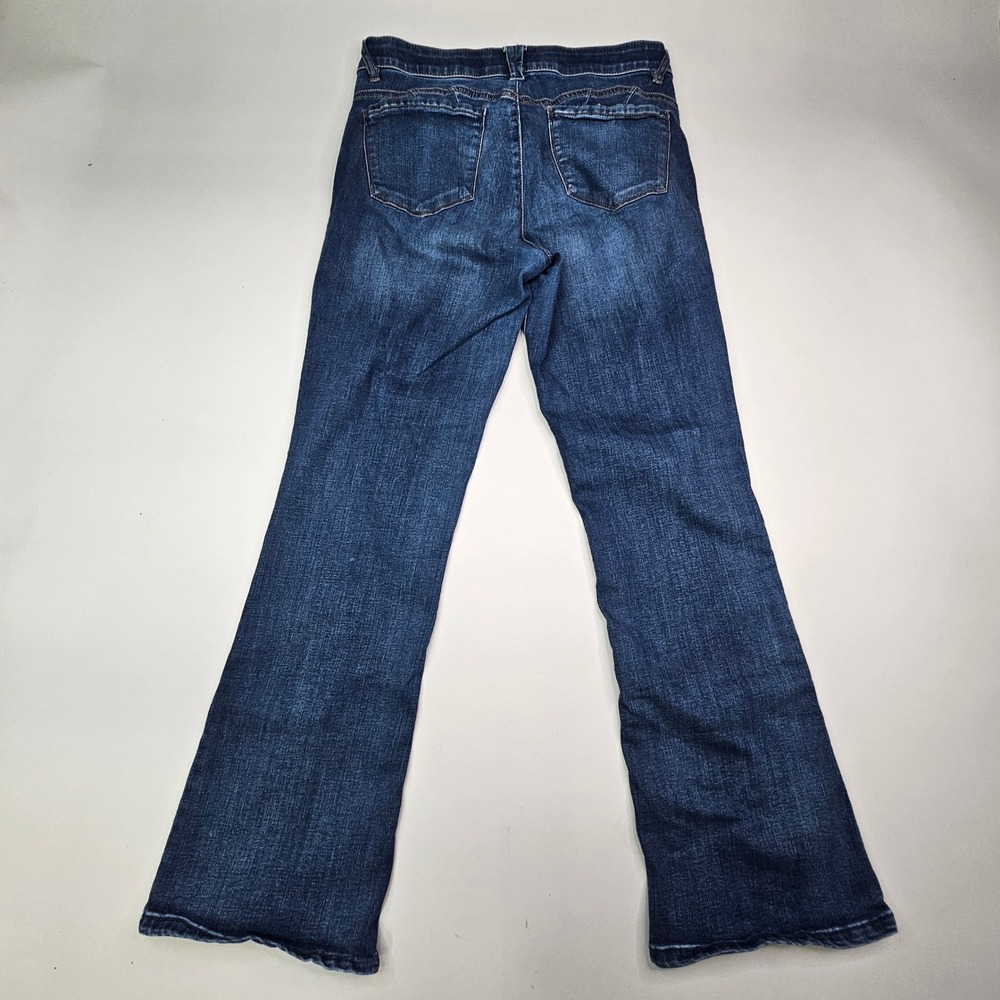 Democracy Jeans Women 12 Blue Ab Technology Bootcut Dark Wash Distressed - Picture 4 of 10